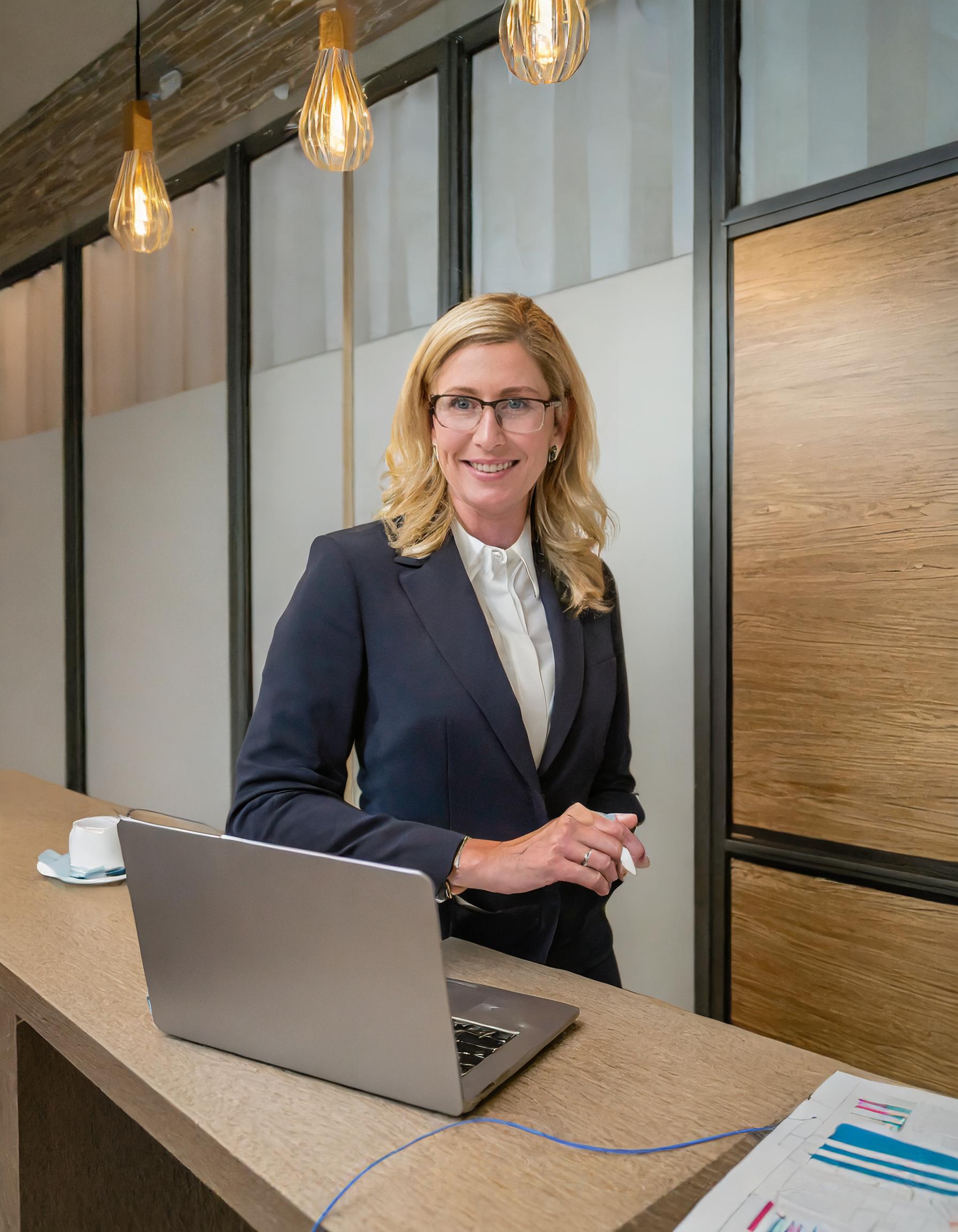 Anna Schmid bei der Arbeit in einem modernen Büro